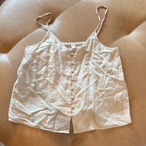 BP. Neutral Beige Linen-Blend Button Cami